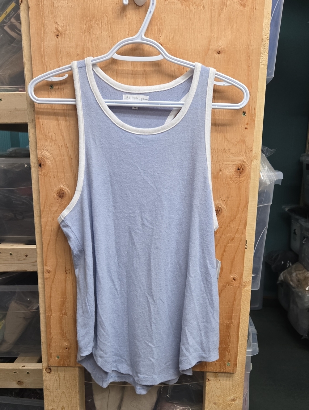 PJ Salvage Size M Periwinkle and White Soft Tank Top